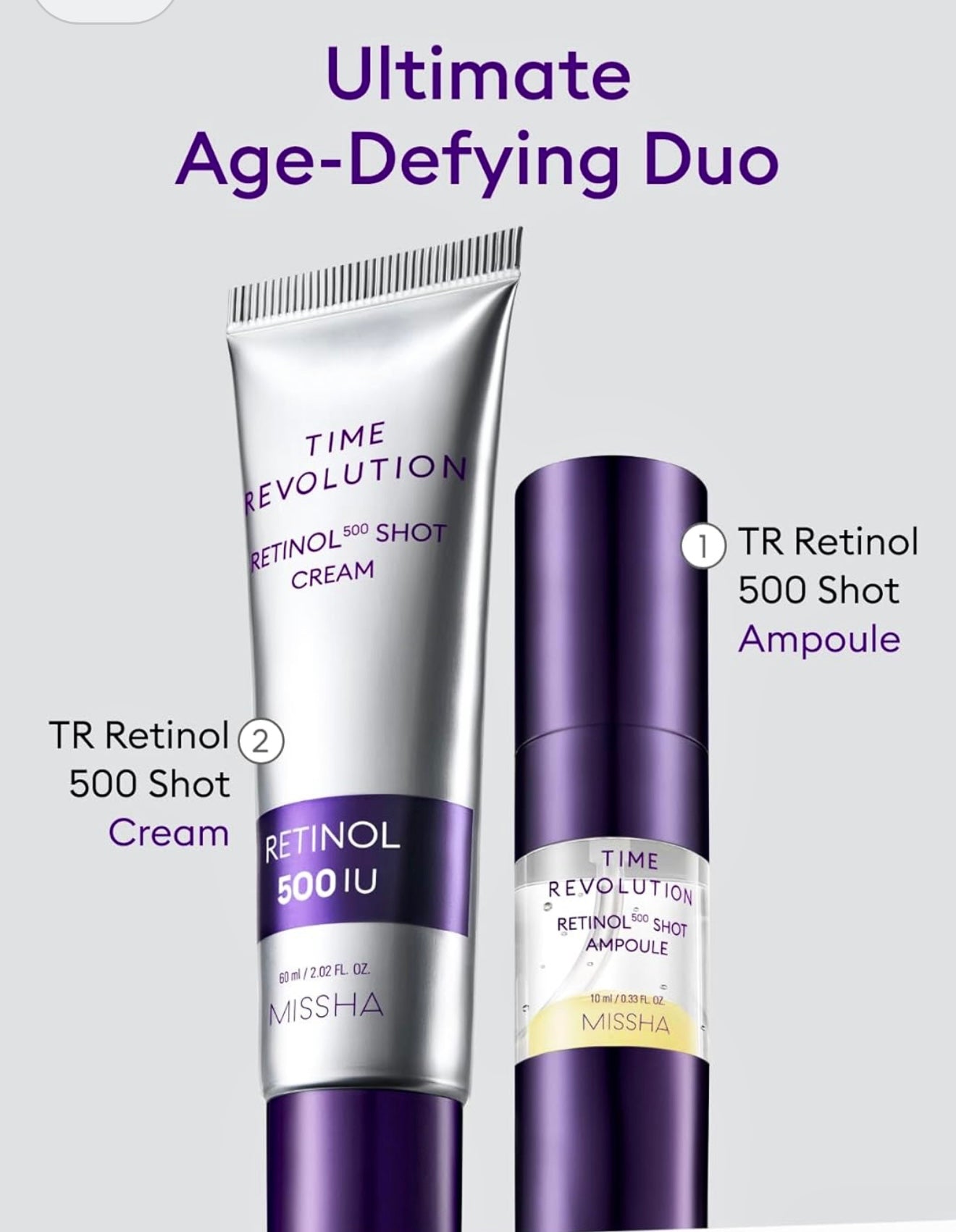 MISSHA Retinol 500 Shot Cream – Korean Anti-Wrinkle Treatment with Probiotics for Firm, Youthful Skin