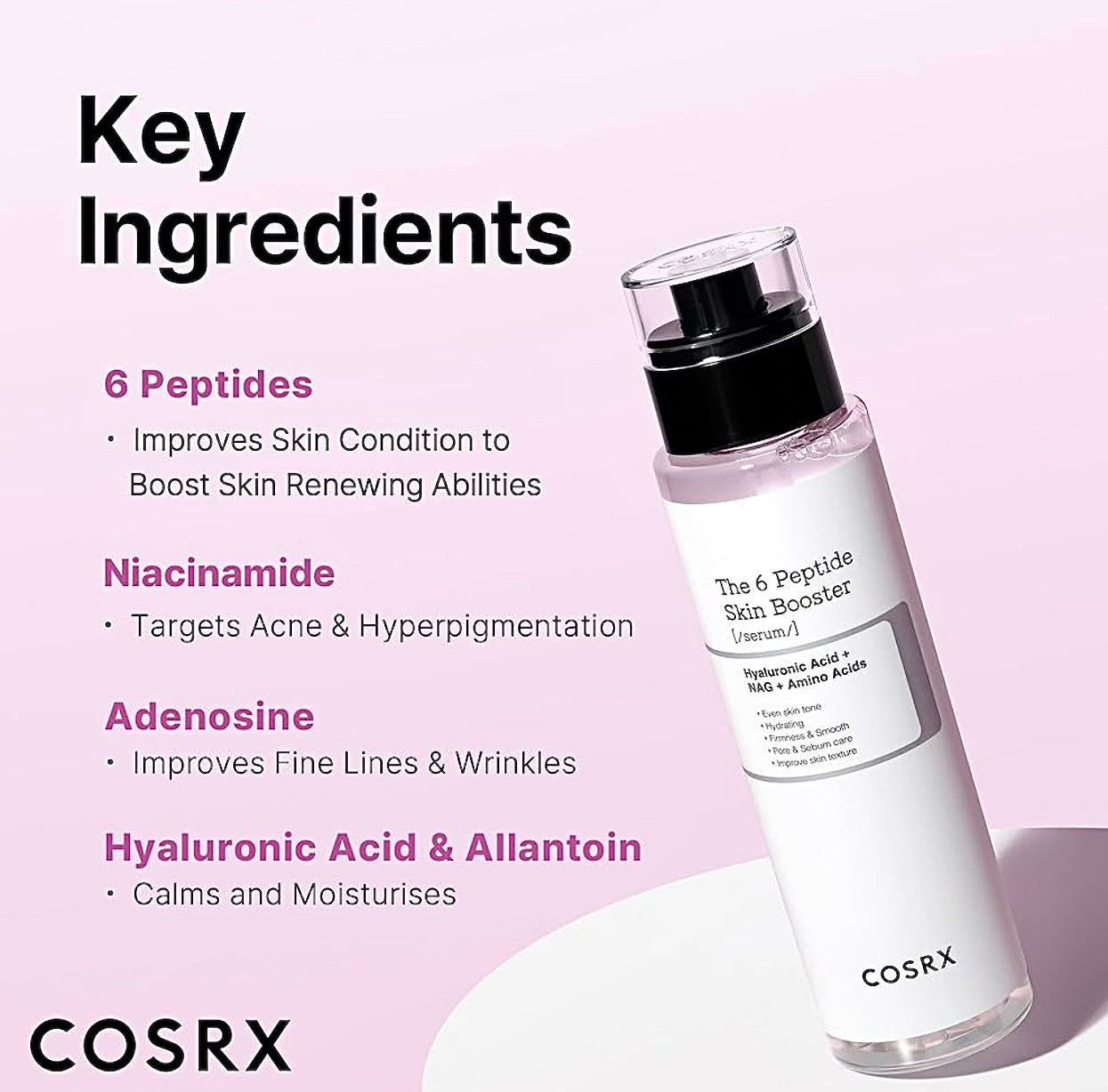 COSRX 6 Peptide Skin Booster Serum 150ml – Korean Anti-Aging Essence for Firmness, Pore Care & Radiant Skin