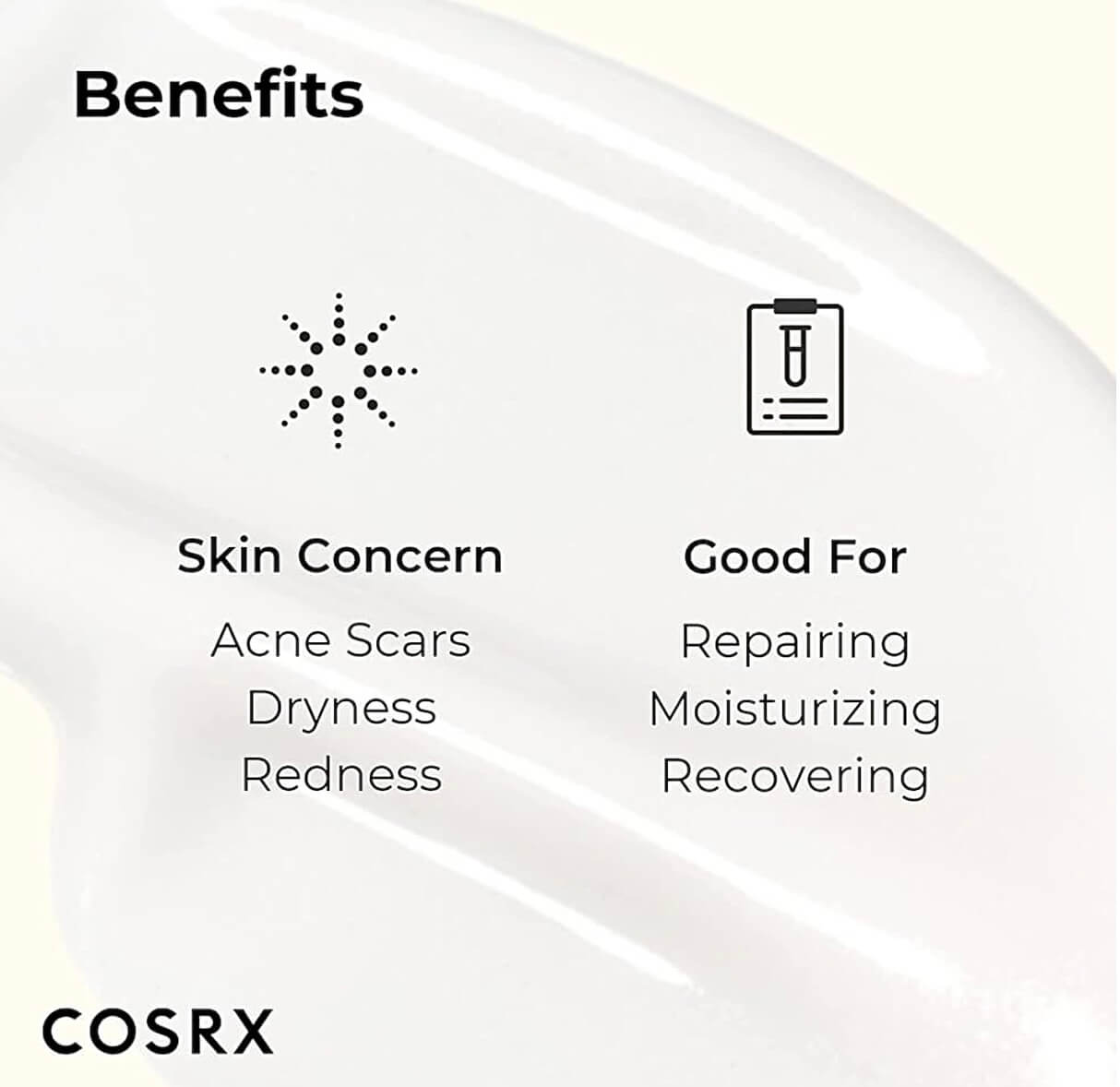 COSRX 92% Snail Secretion Filtrate moisturizer on clear skin background